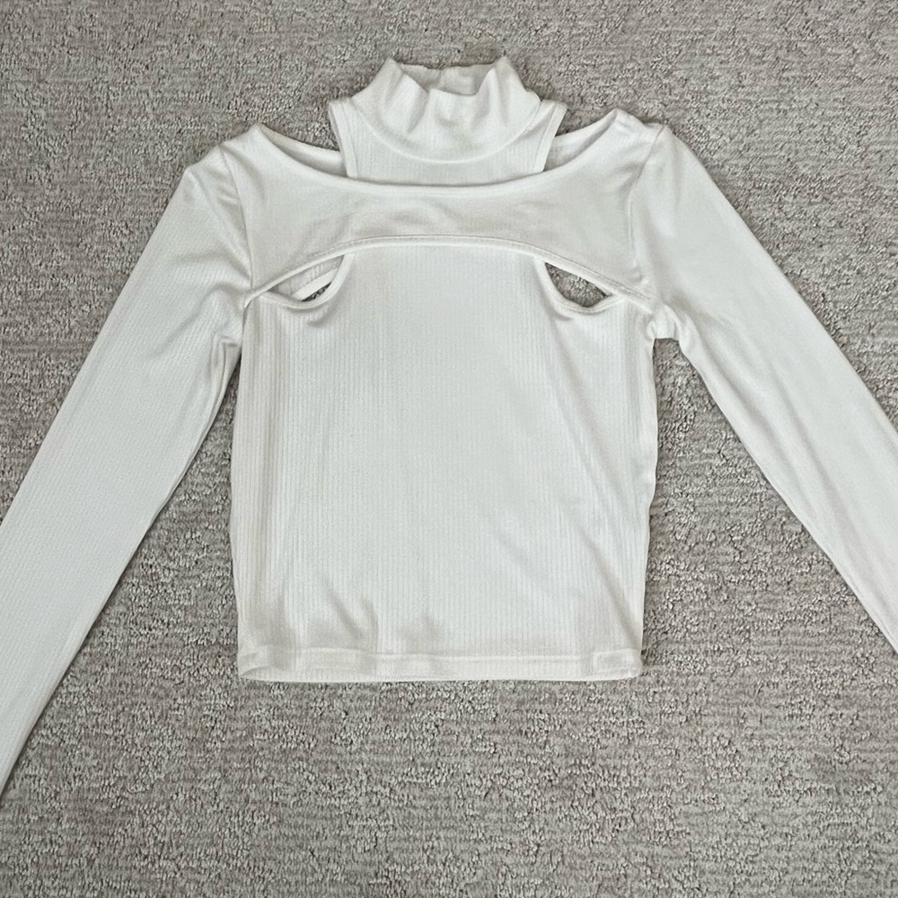 Garage White Long Sleeve Crop Top